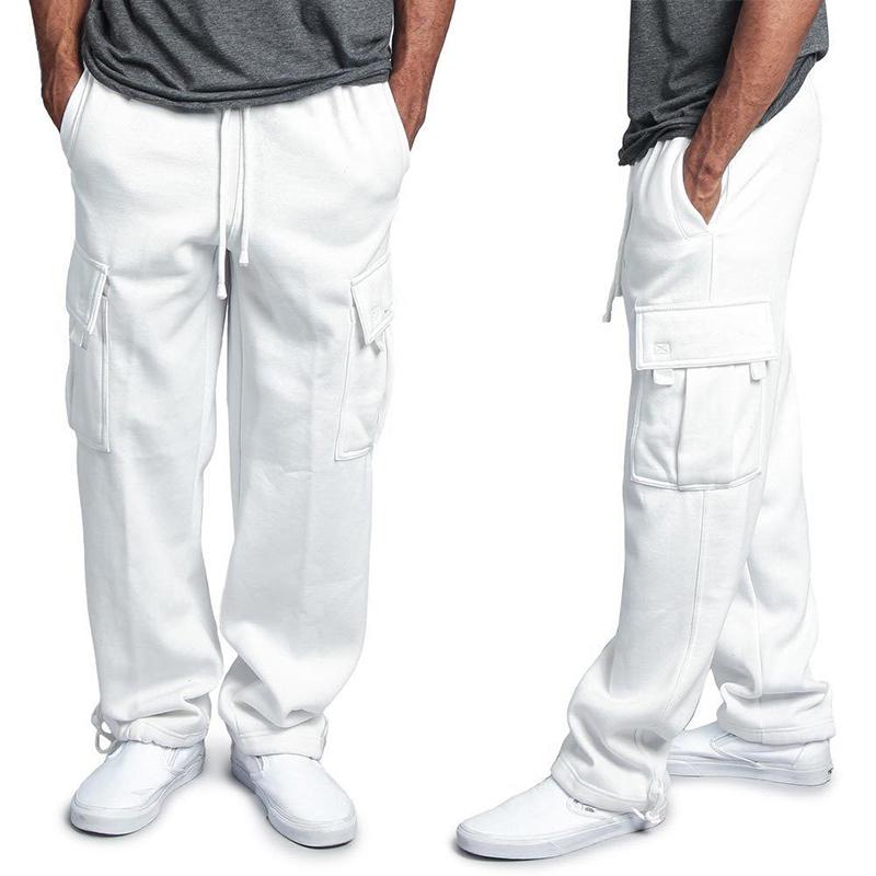 Men's Cargo Pants Loose Drawstring Sweatpants with Pockets Sports Straight Trousers Jogging Long Pants Hip Hop Streetwear