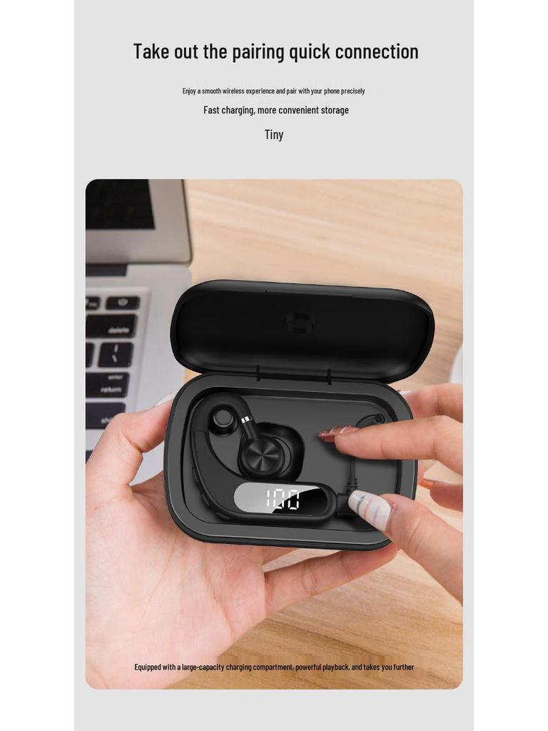Model V28 Wireless Bone Conduction Ear-Hook Headphones with Long Battery Life 