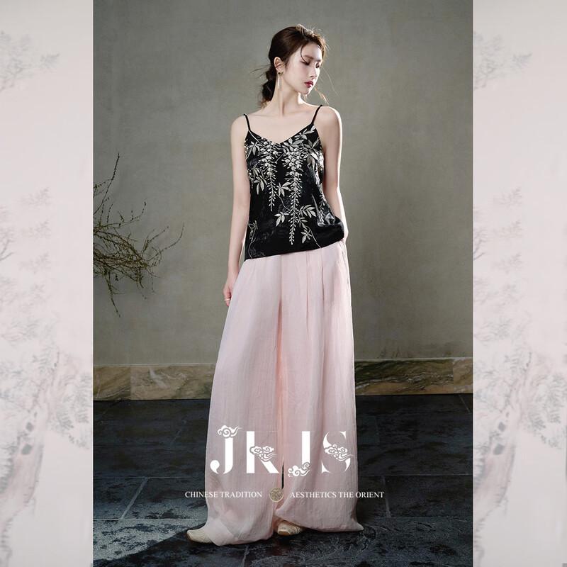 JK&JS Yao Tai Jing Chiffon Crinkle Wide-Leg Casual Pants