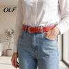 Solid Color Belts for Coats Leopard Print Waist Belt, Women Faux Leather Belt with Pin Daily Wear Cinching Buckle, Stylish Jeans Shirts Dresses