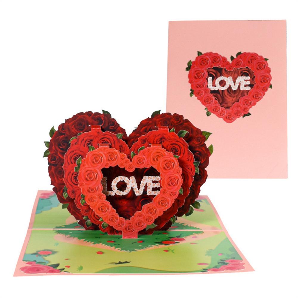 Multicolor 3D Greeting Card Valentine's Day Blessing Cards Paper Carving Postcard Festival