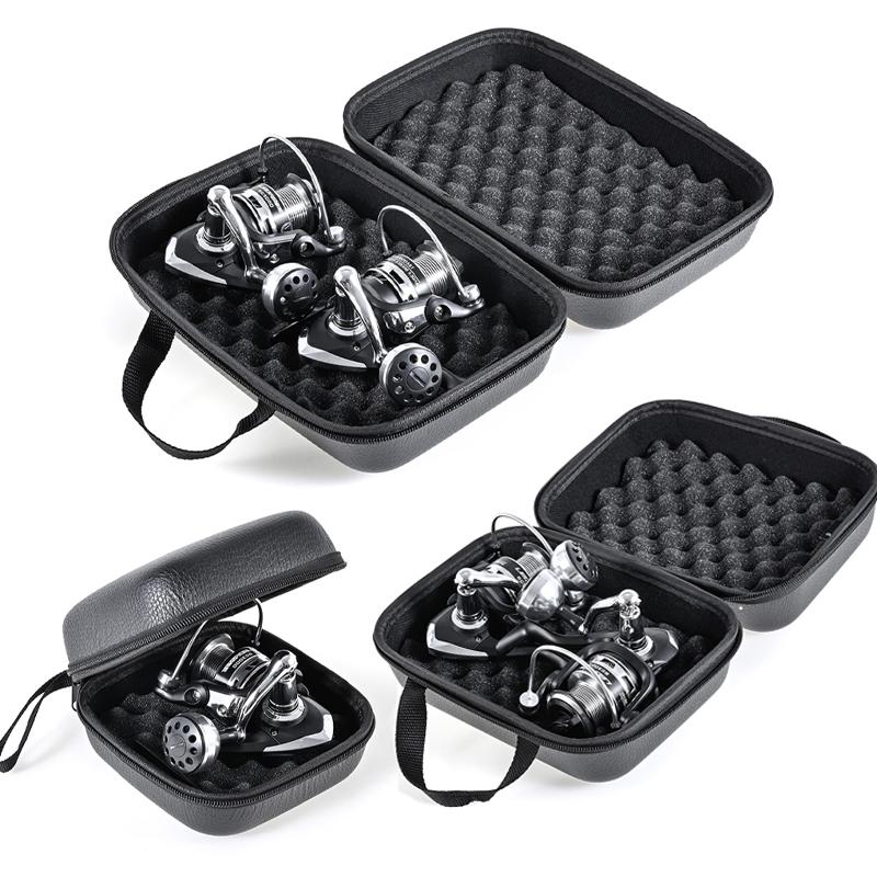 New Shockproof and Waterproof Fishing Bag Can Hold 1-2 Fishing Reels, Rotating Fishing Reel Box Cover, Leather Fishing Reel Bag, Fish Gear Storage Box