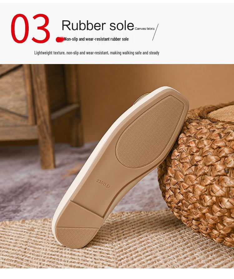 Women's Square Toe Soft Leather Flats - Spring 2025 Professional Work Shoes with Flat Heels, Genuine Leather