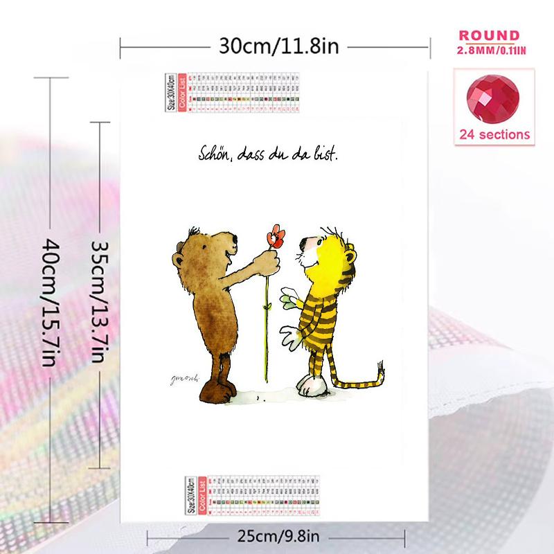 Tiger Bear Fun.84 100% Round Full Drill 5D DIY Diamond Painting Embroidery Cross Stitch Rhinestone Décor
