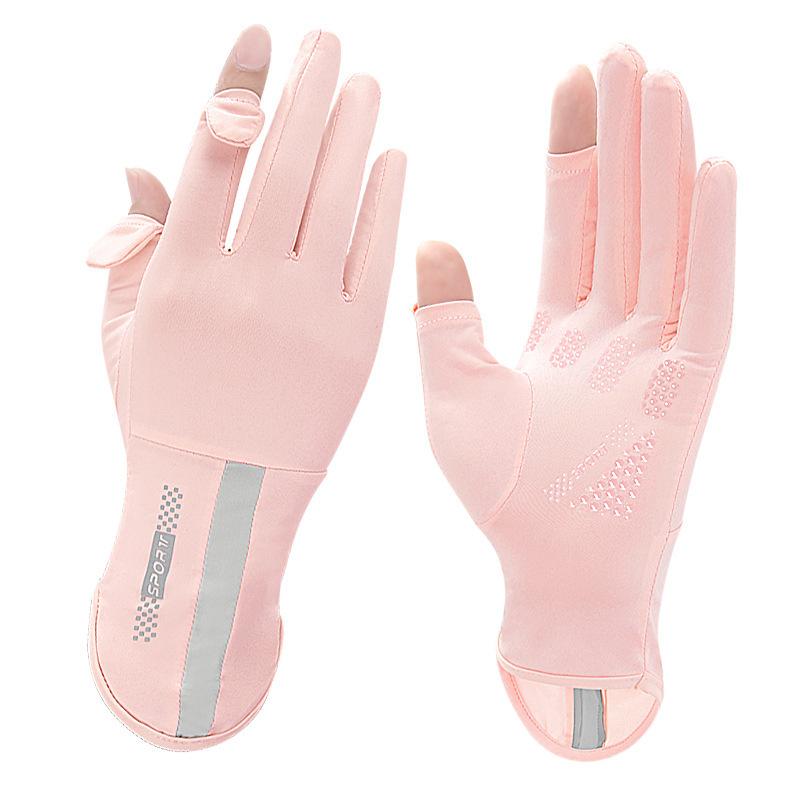Long Summer Ice Silk Gloves UV Protection Women's Thin Driving Outdoor Riding Flip Touch Screen Gloves
