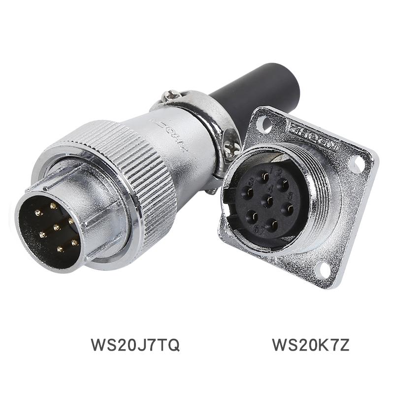 ZHQCN WS20 TQ+Z Waterproof Industry Socket Plug M20 Soldering Wire to Board Panel Mount Electronics Connector 2 3 4 5 7 9 12 Pin