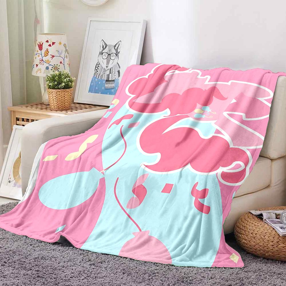 1Pc Abstract Pink Blue Shapes Flannel Blanket, Soft And Comfortable, Casual Warm, Camping Travel, Christmas, Halloween Xmas Gift Y1654