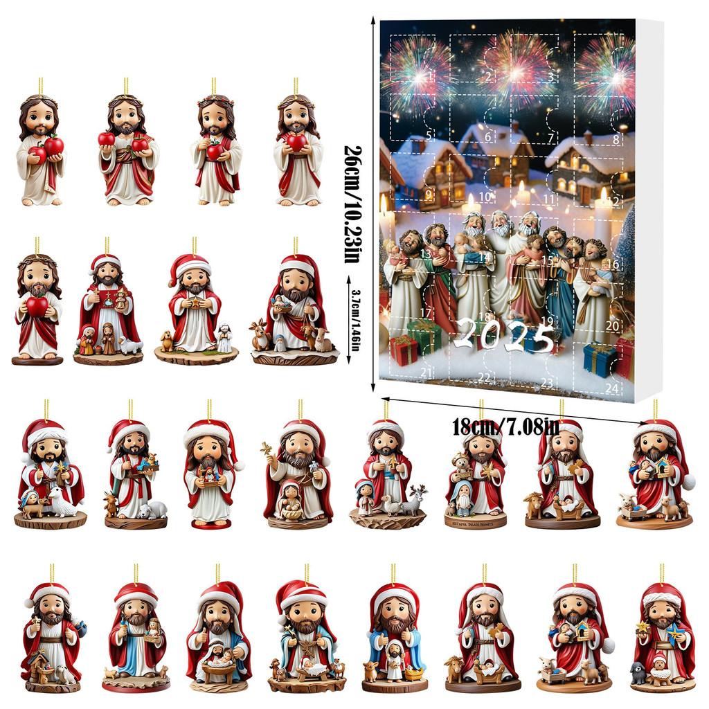 Christmas Countdown Calendar Box With Santa Claus Acrylic Assembled Decor For Holiday Gift Giving
