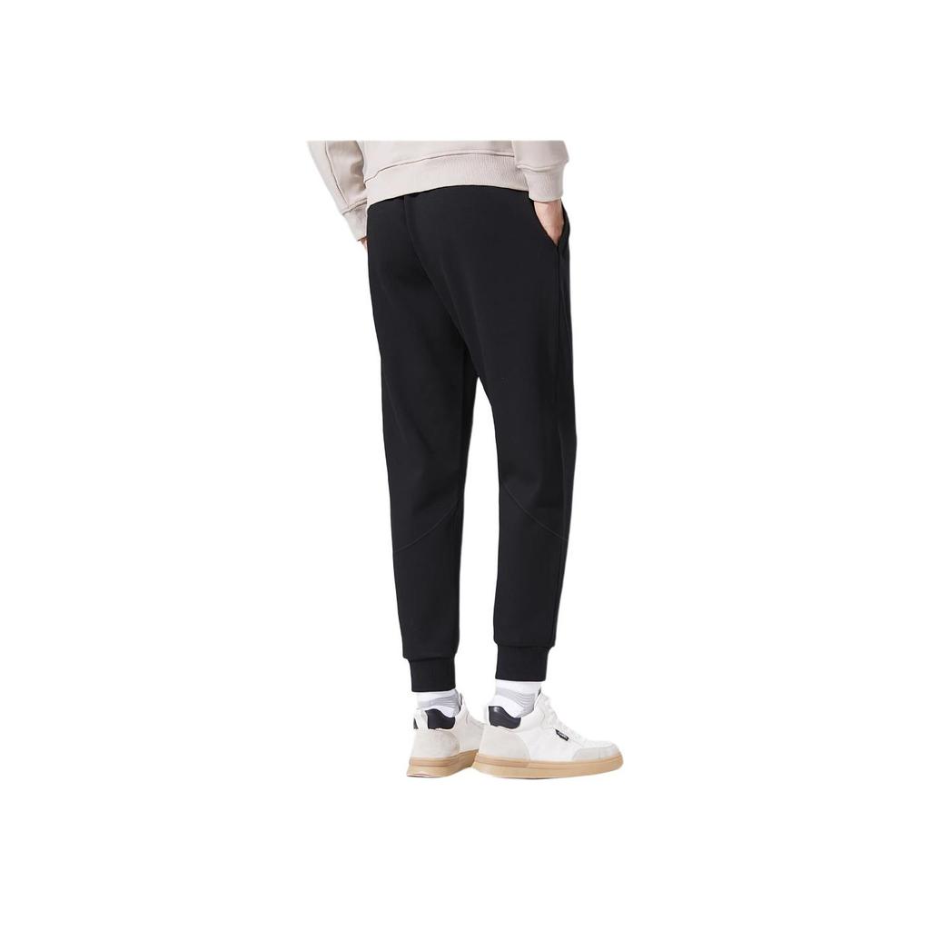 Li Ning Sports Lifestyle Series Loose Fit Drawstring Mid Waist Cuffed Knit Joggers Men Joggers Standard-Black AKLU157-1