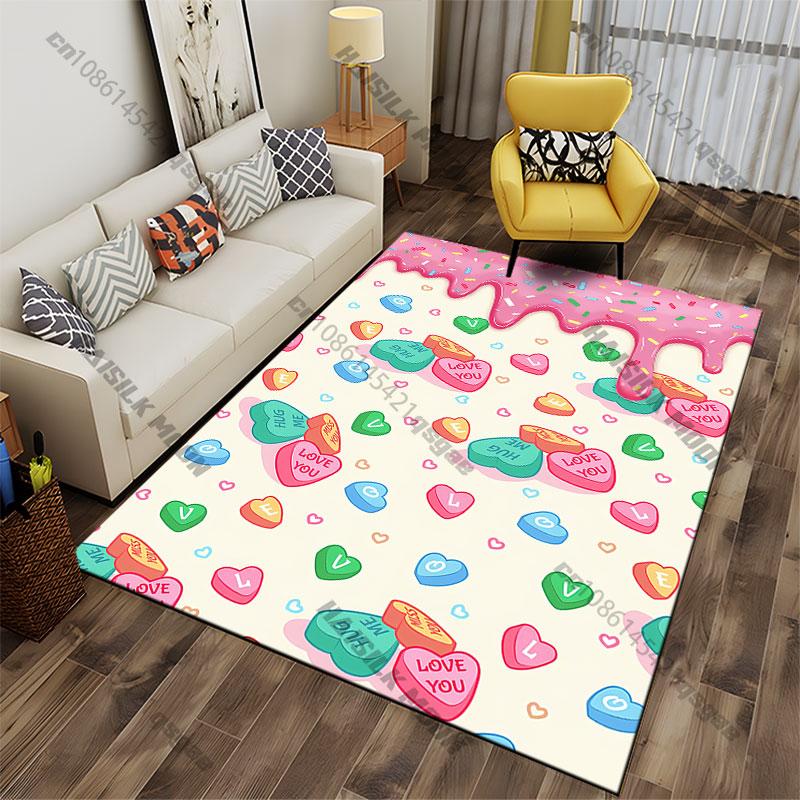 Colorful sweet candy hearts carpet Yoga living room room decor children's crawling mat doormat area rug games mat