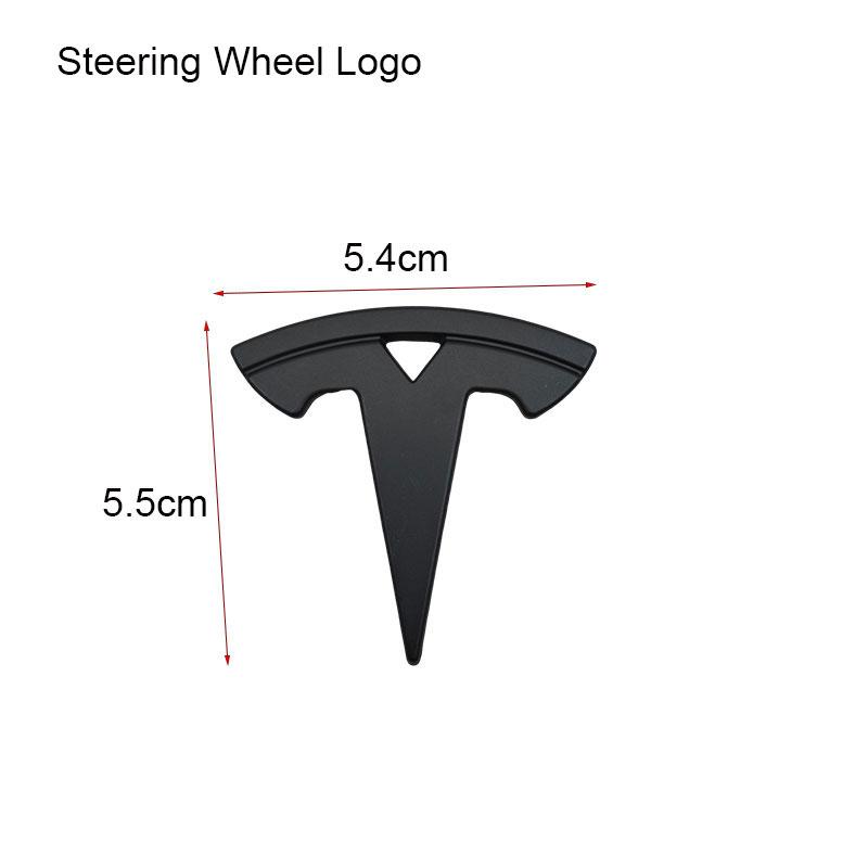 QHW1 3D ABS Car Steering Wheel Logo Sticker Front Head Hood Emblem Rear Trunk Badge For Tesla Model Y Replacement Decals Accessories