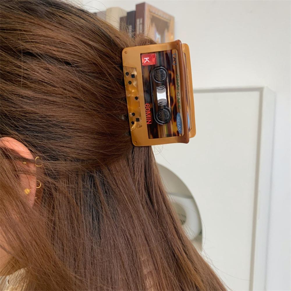 Video Tape Acetate Guitar Hair Claw Acetic Acid Big Shark Clip Personalized Music Hair Clip  Female