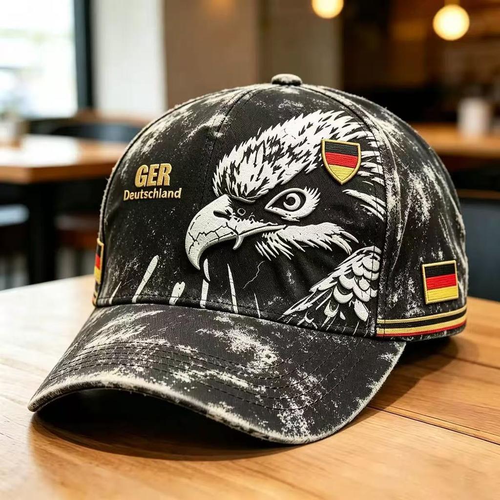 Eagle Black Red Gold Vertical Striped Baseball Cap Unisex Flag Printed Sun Cap Fans Sports Cap