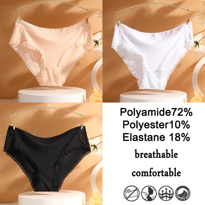 FINETOO Sexy Women's Underwear Lace Edges Briefs Seamless Panty Low Waist Sexy Panties 4 Colors Close Fitting Comfortable Panty