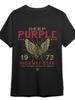 T-shirt Retro Viola Scuro Highway 1972 da Uomo - Iconico Design con Ali e '72 T-shirt Retro per Concerti e Uso Casual - Me...