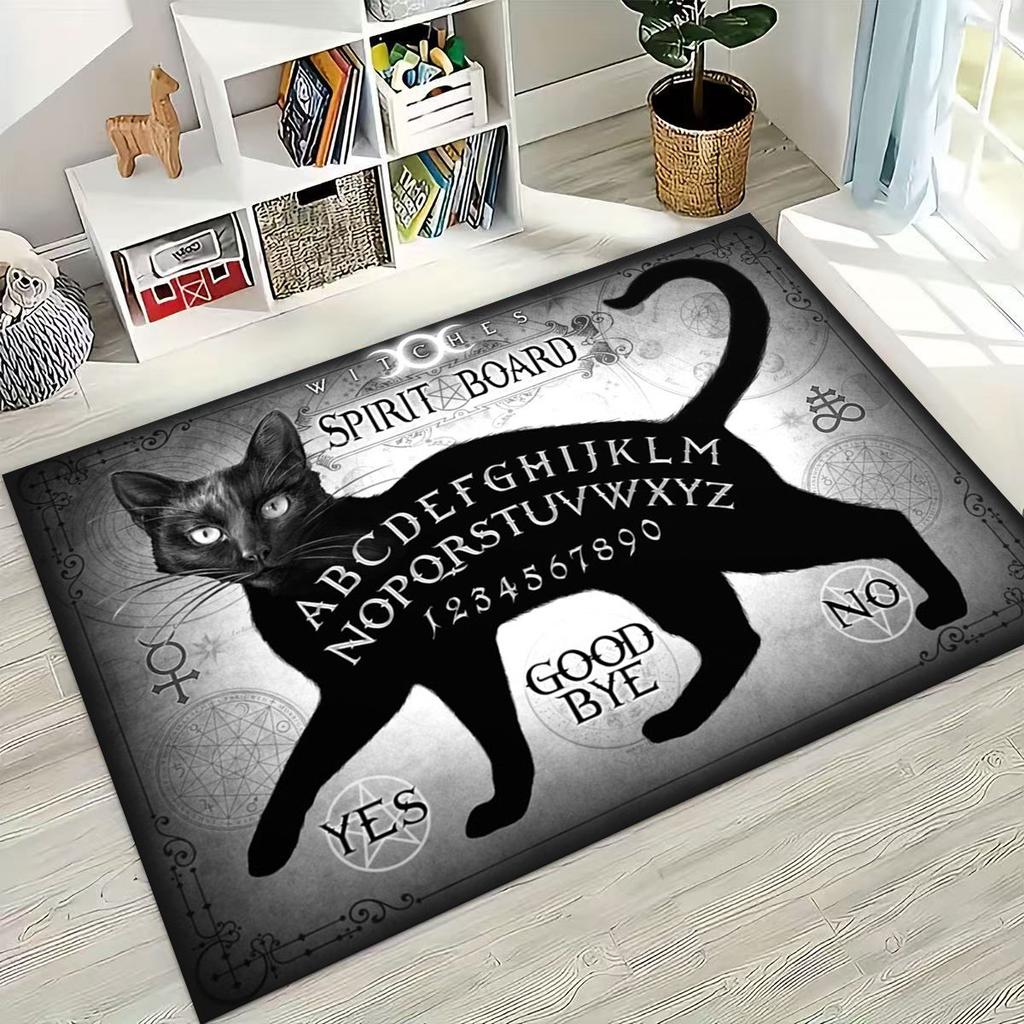 3D Retro Witch Ouija Gothic Spirit Board Rug for Bedroom Living Room Sofa Home Doormat Decor, Large Kids Play Non-slip Floor Mat