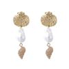 European and American Fashion Simple Holiday Style Alloy Imitation Pearl Shell Temperament Conch Earrings Niche Popular Women's Models