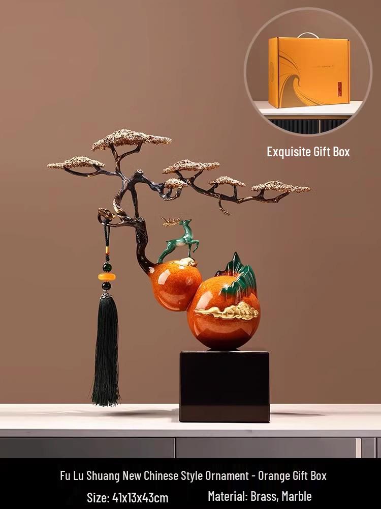 Chinese-Style Persimmon Gourd Ornament for Home Décor, Moving, and Housewarming Gifts