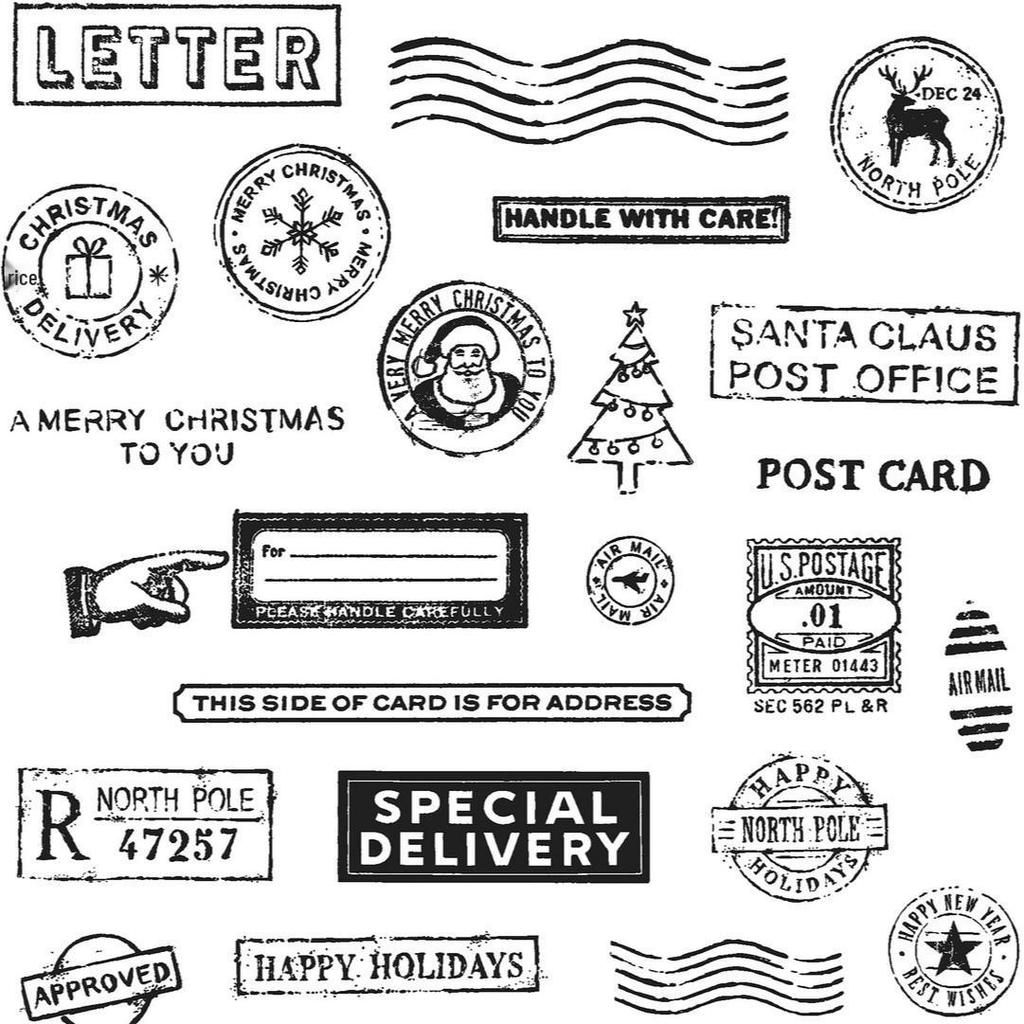 Christmas Cartoon Retro Stamp Cut Transparent Stickers for Journal Decoration DIY