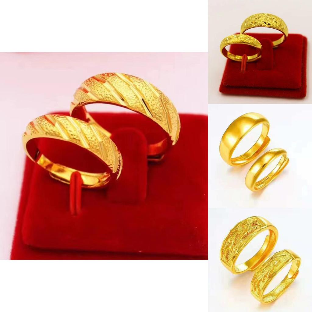 Minimalist Gold Plated Copper Couple's Rings With Meteor Shower And Starry Design For Elegant Style