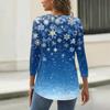 Women's T Shirt Christmas Print Button 3/4 Sleeve Daily Weekend Fashion Basic V- Neck Regular Top