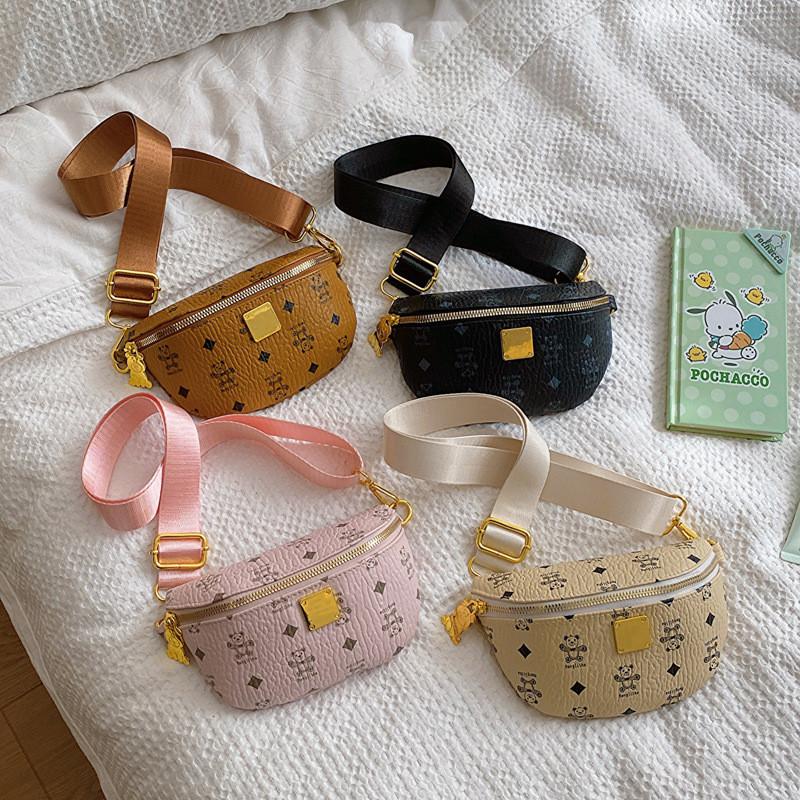 Bear Print Cute Casual Single Shoulder Crossbody Chest Bag Kids Fashion Gift