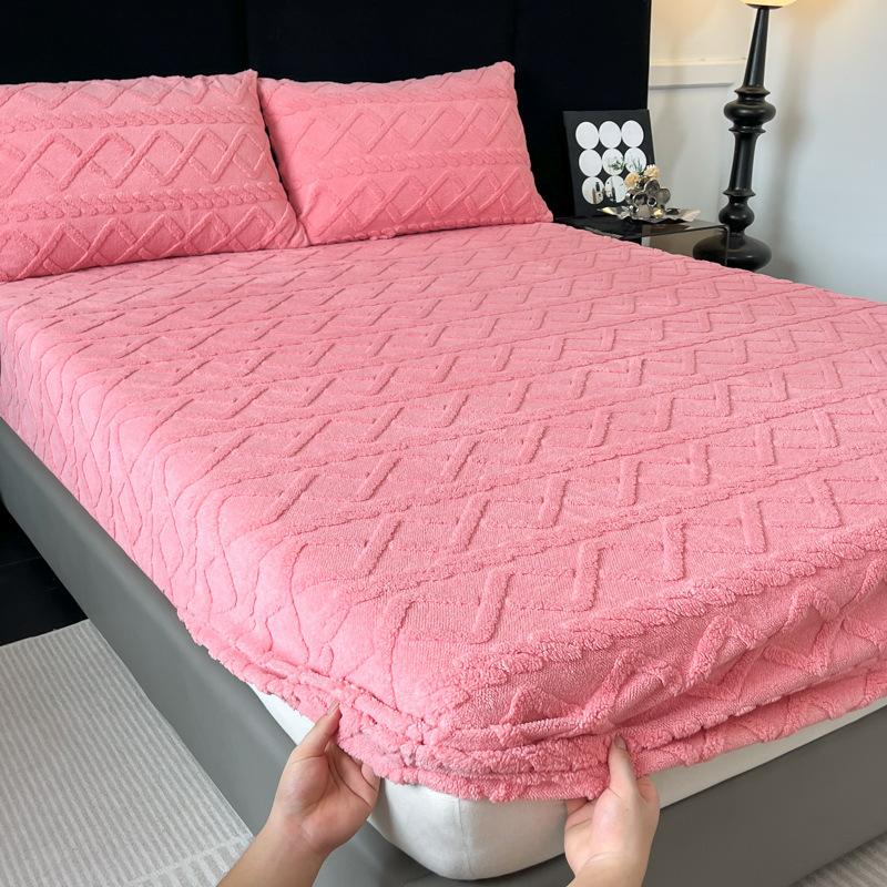 2026 Autumn and Winter Furry Bedsheet Cover, Coral Velvet Fitted Sheet, Thickened and Flannel Mattress Protective Cover