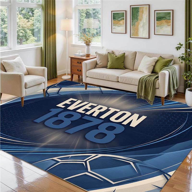 Everton Football Design Crystal Velvet Rug Soft Decorative Mat for Bedroom Entrance