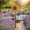 Metal Yard Art Sunflower Garden Stakes Spring Decor Rusty Decoration Vintage Stakes for Lawn Backyard Poolside Fence Line Patio