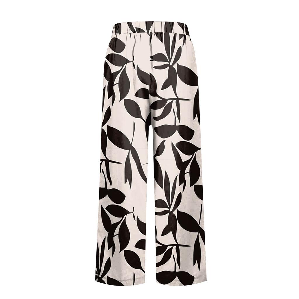 Women's Casual Fashion Printed Straight Leg Pants Pants With Pockets