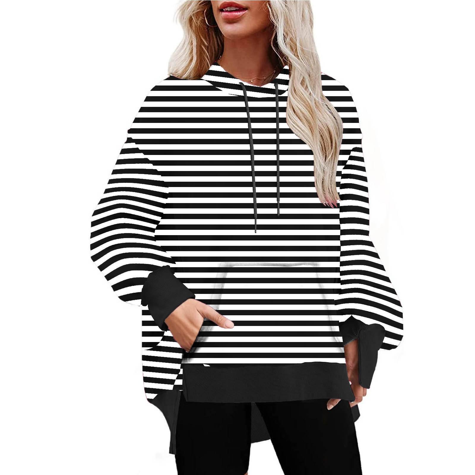 

Женская толстовка с круглым вырезом, боковой разрез, длинный рукав, свободный крой, толстовка с капюшоном, однотонные повседневные топы большого размера M чёрный