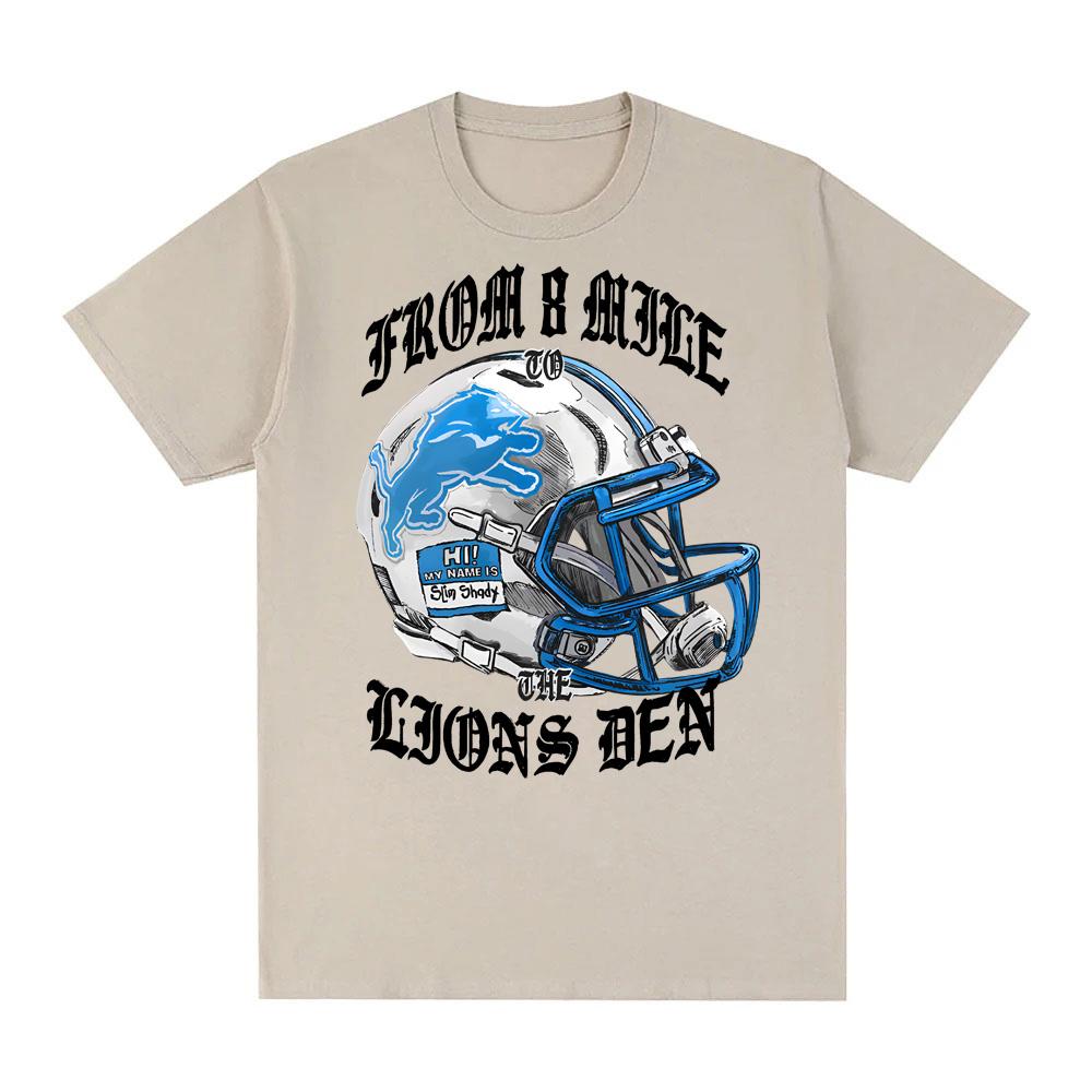 EMINEM X LIONS HELMET TSHIRT American Rapper Eminem Same As Official Website Teeshirt 100cotton Round Neck High Quality Tees