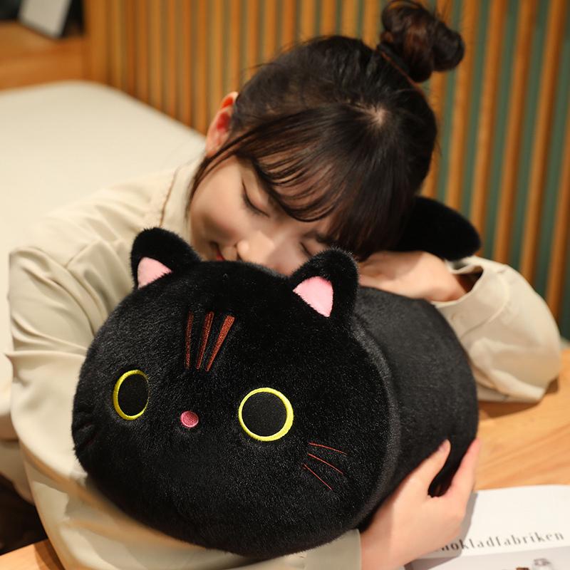 25~100Cm Long Plush Four Colors Cat Plush Pillow Lying Cartoon Animal Kitten Orange Black Grey White Bolster Sleeping Companion