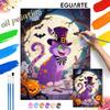 Oil Paint by Numbers Painting Kit Purple Cat Pumpkin Forest Hand Painted Home Decor Gift