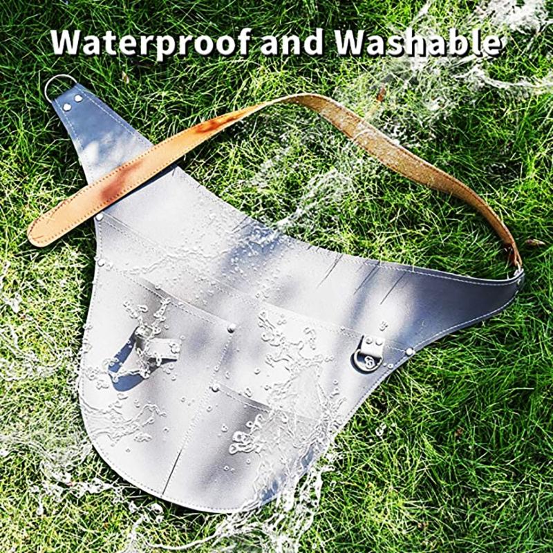 Mulitfunctional Imitation Leather Garden Tools Belt Holster Adjustable Waist Waterproof Gardening Work Apron Bag for X3UC
