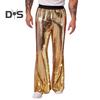 Herren-Schlaghose mit Pailletten, glänzend, Hip-Hop-Diskohose, elastische Taille, Retro-Hose mit weitem Bein für Bühnenauftritte, Nachtclubs, Bars und Tänze