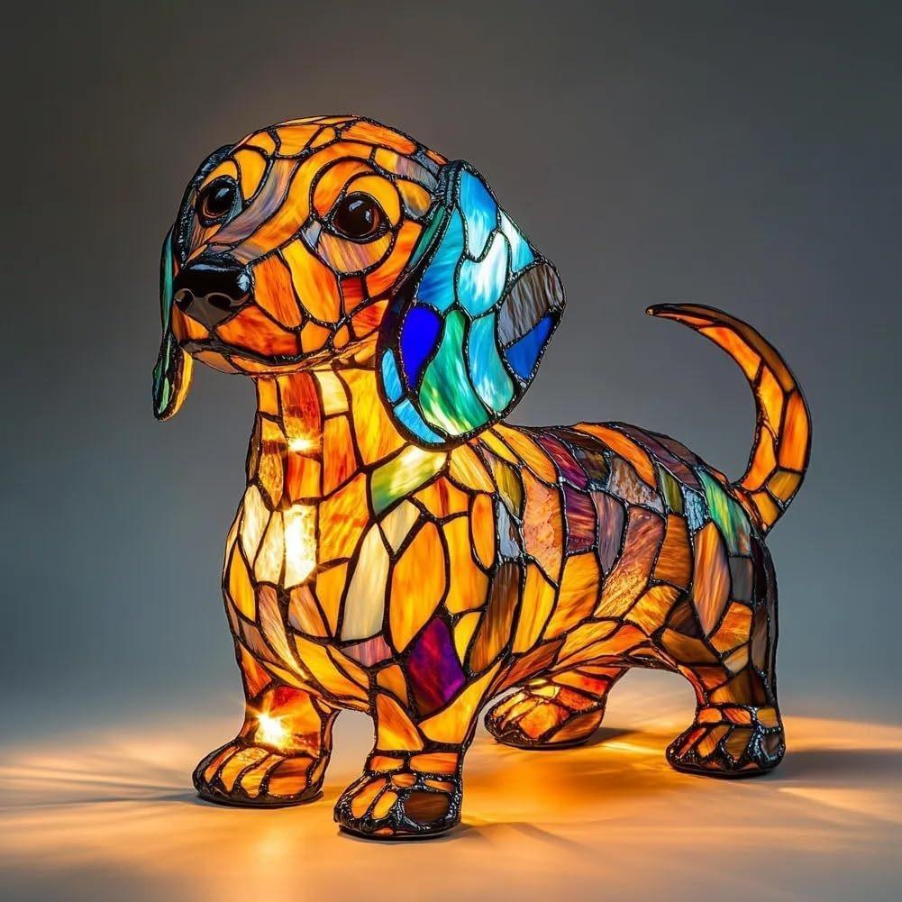 For Cat Dog Night Stands Table Lamps Stained Resin Tabletop Light Decoration