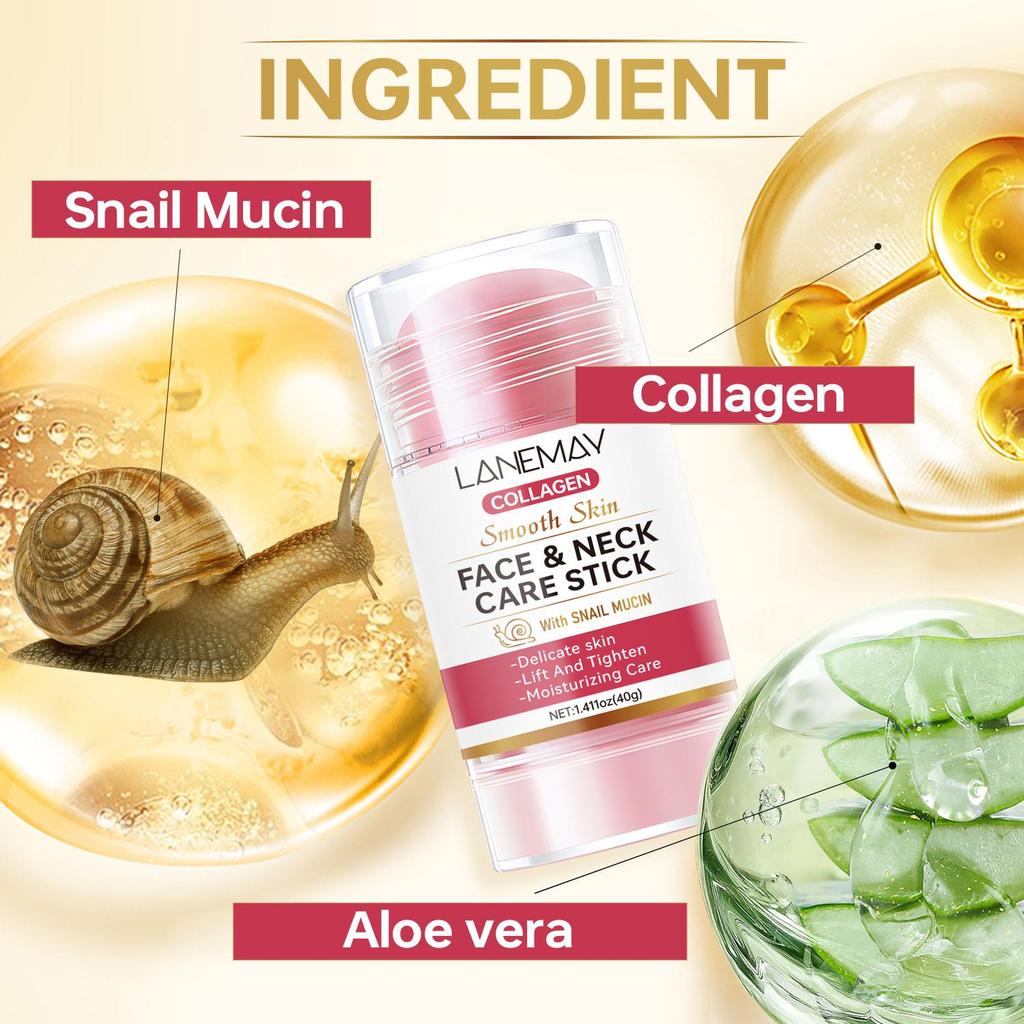 Face & Neck Care Stick-With Snail Mucin & Collagen-Lift And Tighten Skin-Moisturizing Care For All Skin Types, 40g