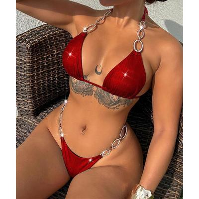 Nuovo Bikini Leopardato con Strass di Diamante Costumi da Bagno Donna Costume da Bagno Due Pezzi Set Bikini Costumista Costume da Bagno Swim