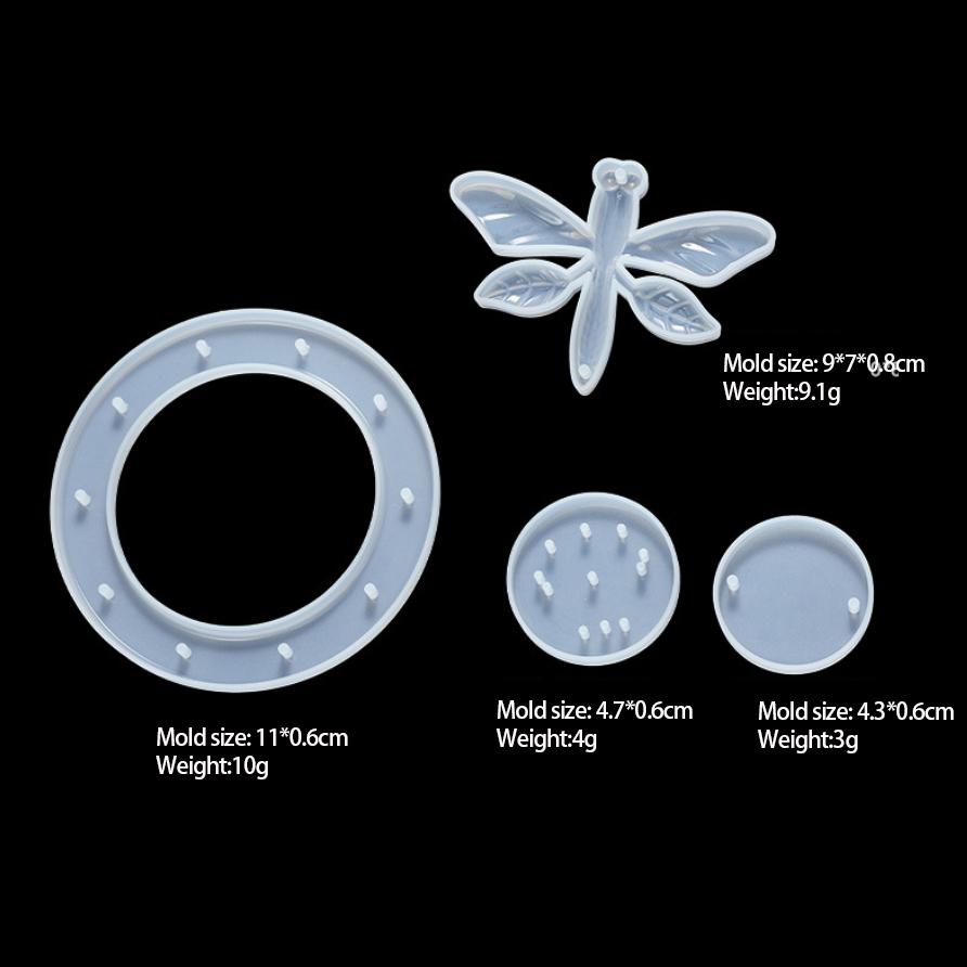 1Set Drip Glue Diy Dragonfly Series Mold Wind Chime Set Handmade Pendant Silicone Mold