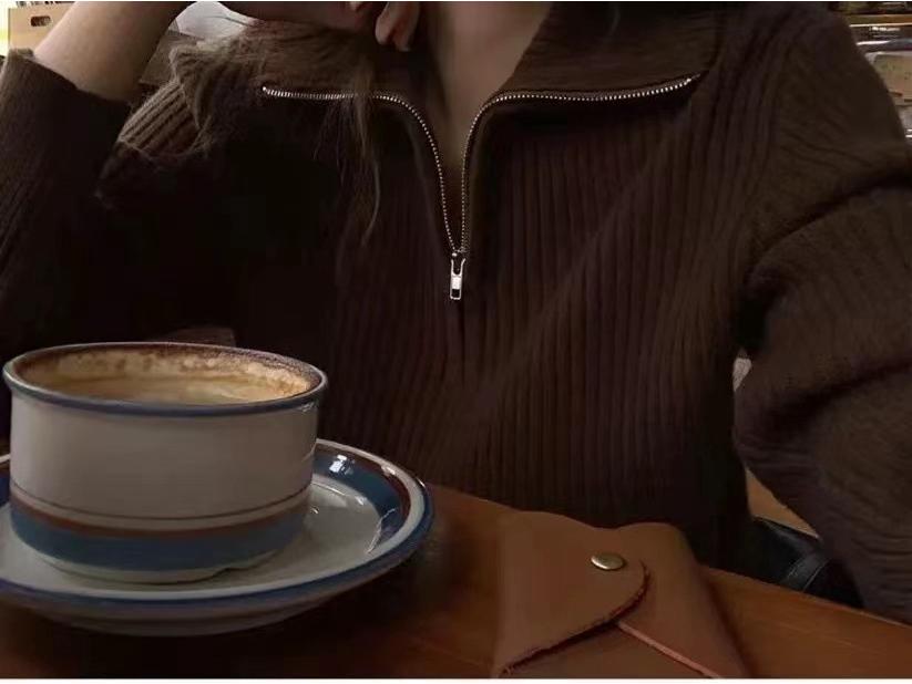 Women's High-End French Cashmere Sweater - Solid Color, Long-Sleeved, Lapel Knit Top