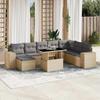 VidaXL Garden Lounge Set with Cushions 9 Pcs Beige Braided Resin 3269359