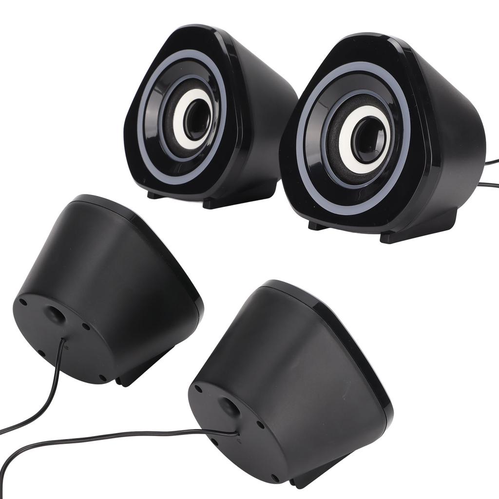 Desktop Speaker USB Powered Heavy Subwoofer Desktop Mini LED Speaker for PalyStation4 Computer LaptopBlack Blue Light