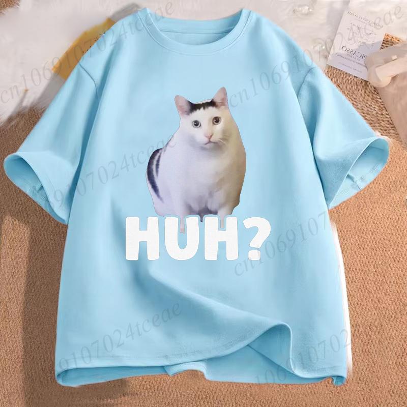 Funny Cat Meme Unisex T-Shirt, Huh Cat Kawaii T-Shirts,Vintage T Shirts,short Sleeve Shirts for Men,summer Fashion Tshirt Tops