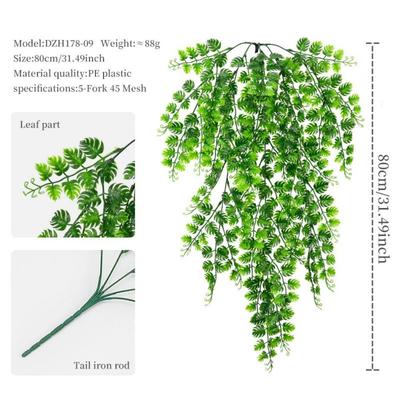 Creative Green Hanging Vine Fern Grass Plastic Wall Hanging Vine Persian Leaf Photo Props Artificial Greenery Plants Gift