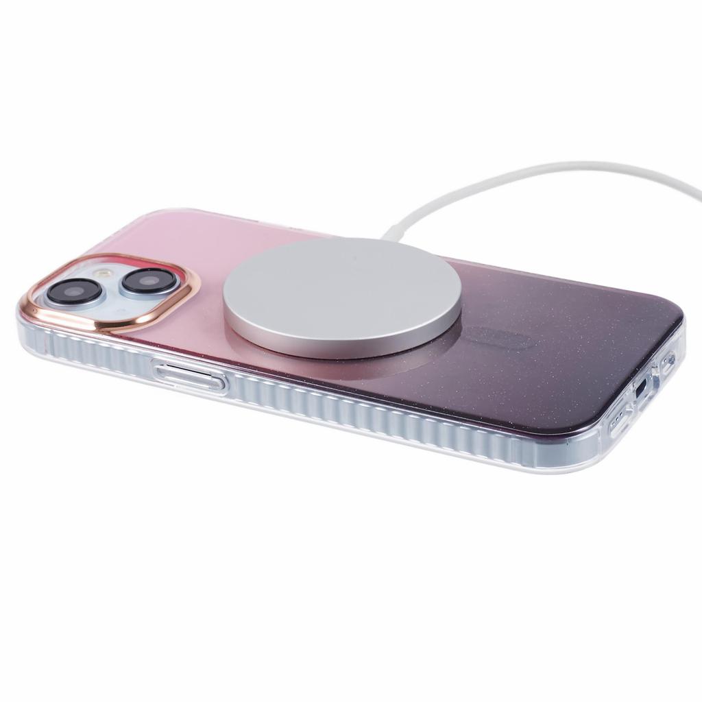 For iPhone 13 6.1 inch Case Glitter Gradient Big Rear Lens Hole Cover Compatible with MagSafe
