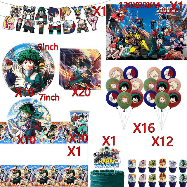 My Hero Academia Feste di Compleanno a Tema Decorazioni Set Palloncini Stoviglie Tovaglie Topper per Torta Articoli per Feste Baby Shower