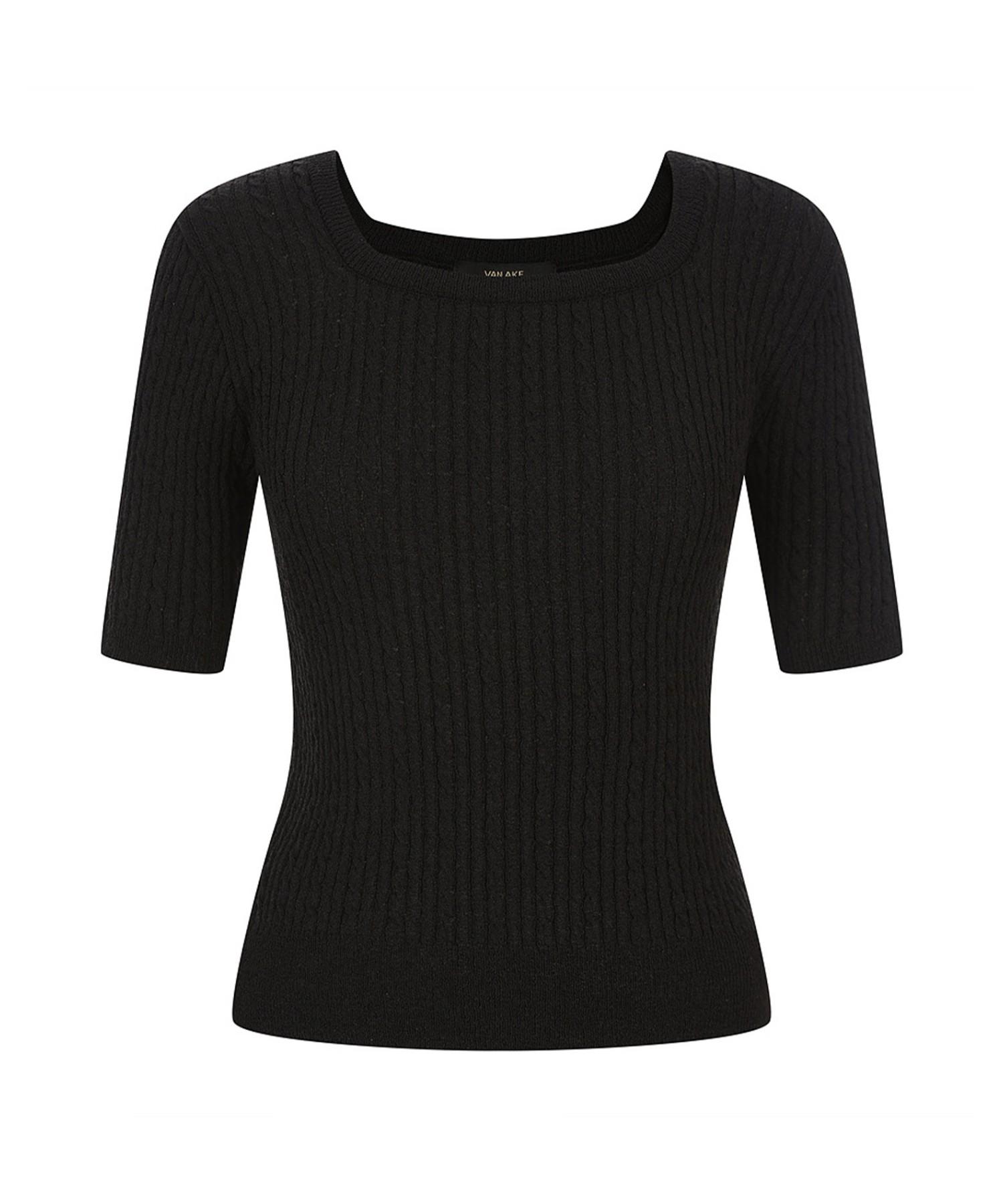 Vanake Cable Knit Short Sleeve Knit_Vb45Ktm304Z Ivory(Iv)/F(Free)
