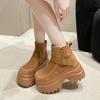Designer High Platform Ankle Boots Woman Suede Leather Shoes Woman Autumn Winter Snow Boots Trend Walking Botas Mujer 9.5CM