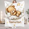 Cute Teddy Bear Blanket With Name Customized Flannel Blanket For Kids Boys Girls Soft Birthdays Gifts Home Bed Sofa Decor